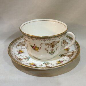 VTG Aynsley England 16199 Bone China Teacup and Saucer Set Floral Scrollwork